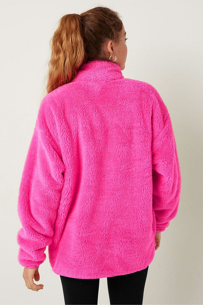 Atomic Pink Victoria's Secret Teddy Full Zip Jacket | 9814DLGQM