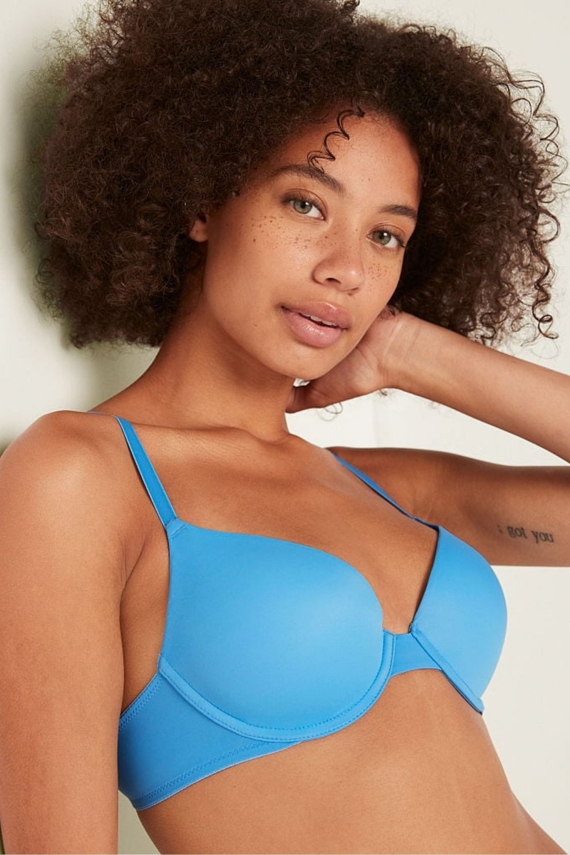 Azure Sky Blue Victoria's Secret Wear Everywhere Wear Everywhere Smooth Push Up T-Shirt Bra | 2935LFYNU