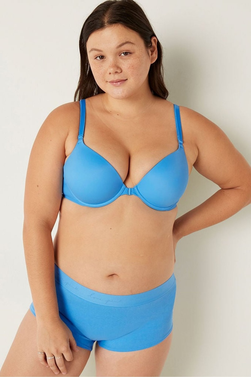 Azure Sky Blue Victoria\'s Secret Wear Everywhere Smooth Strappy Shine Strap Back Bra | 6980TJRHD