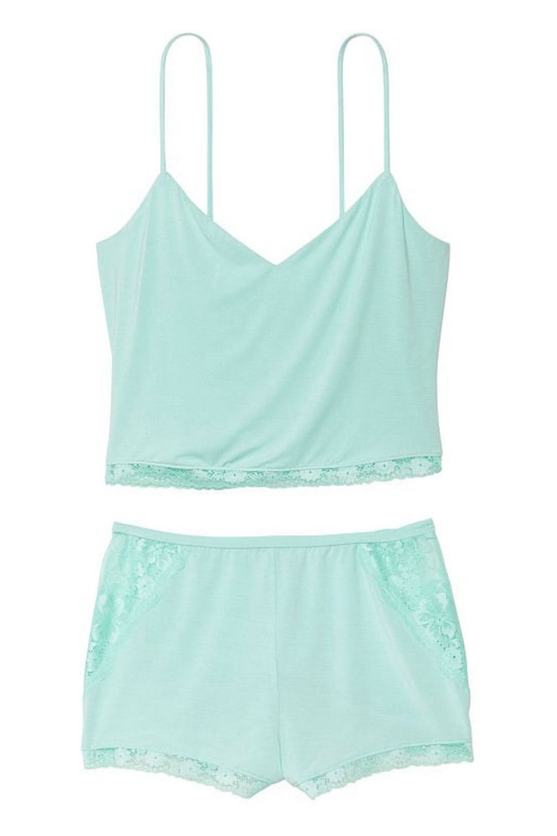 Ballad Blue Victoria's Secret Crop Topped Modal Cami Top Set | 8015EFPUC