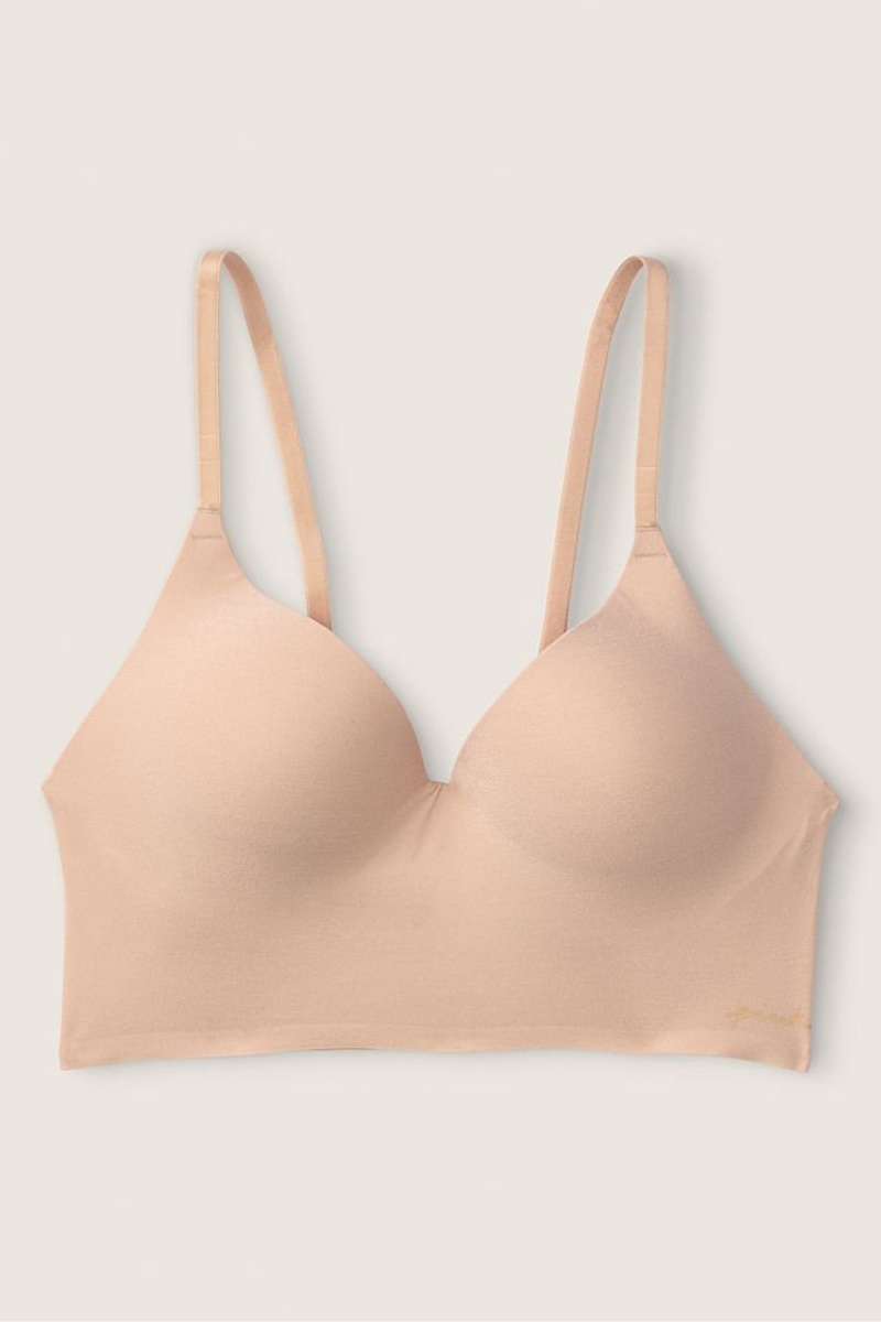 Beige Nude Victoria\'s Secret Smooth Non Wired Push Up Bralette | 4128URNMW