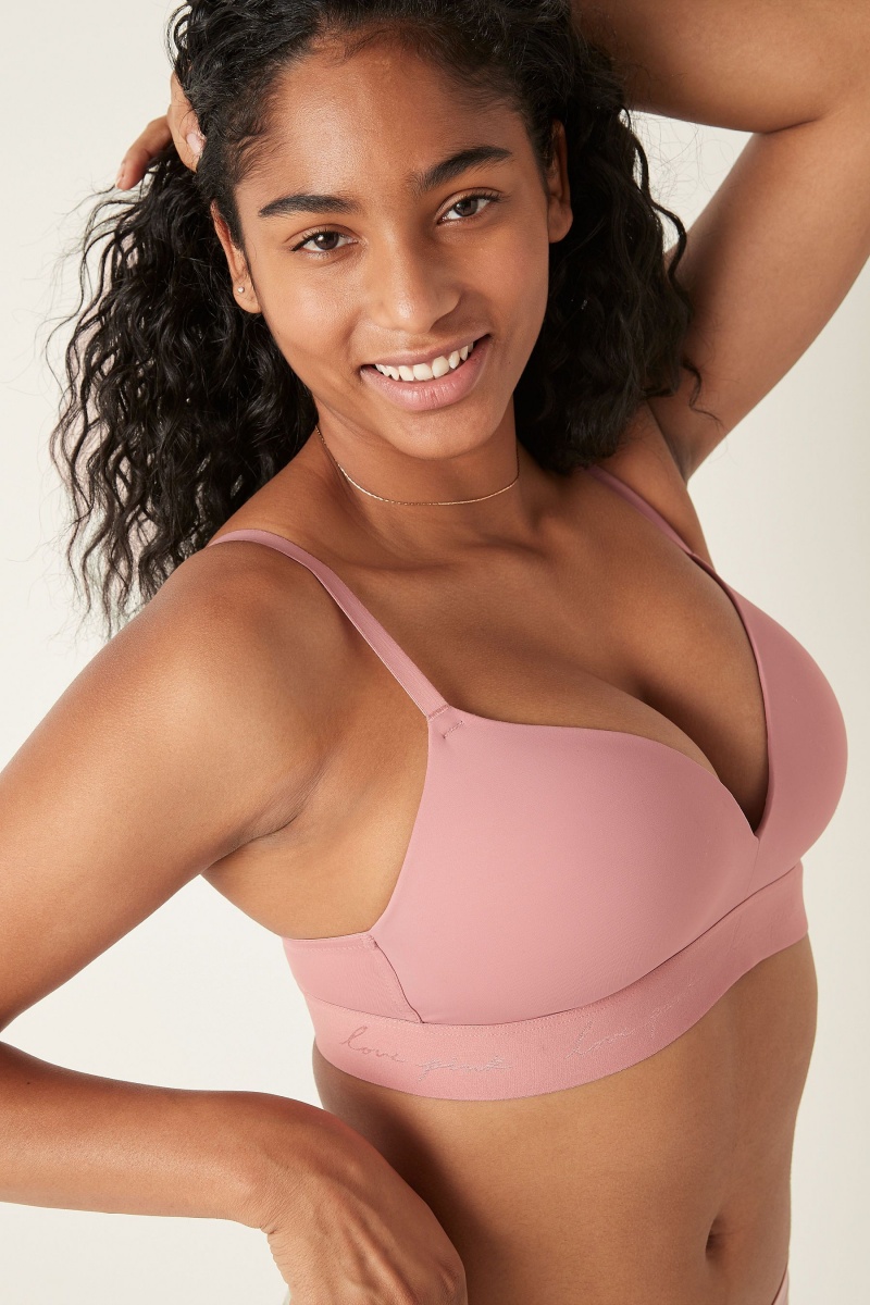 Beige Nude Victoria's Secret Wear Everywhere Smooth Non Wired Push Up T-Shirt Bra | 4690CRPDM