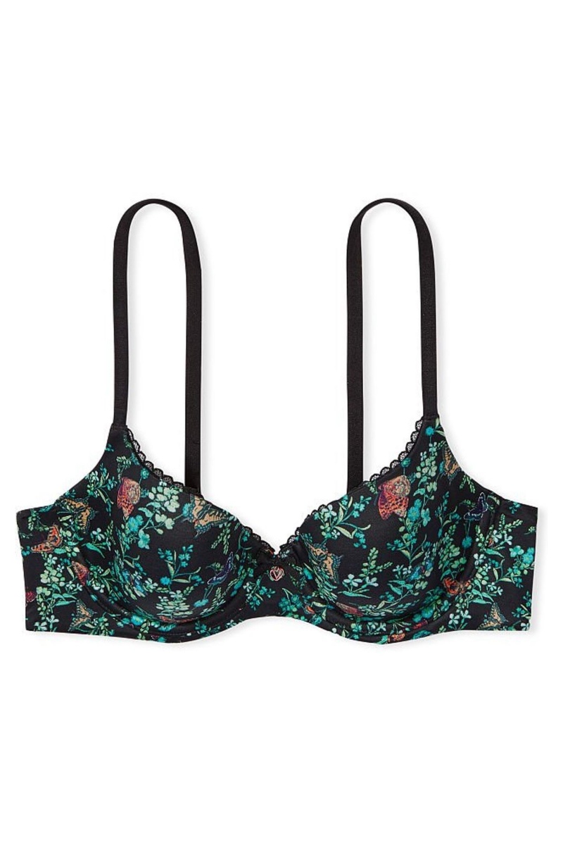 Black Butterflies Victoria's Secret Body by Victoria Smooth Lightly Lined Demi Bra | 1703TOQMV