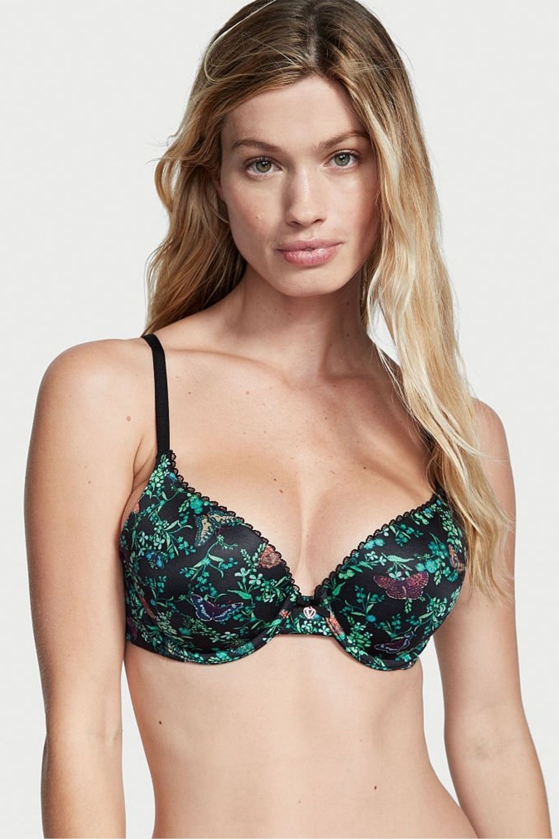 Black Butterflies Victoria's Secret Body by Victoria Smooth Full Cup Push Up Bra | 5182BCDFT