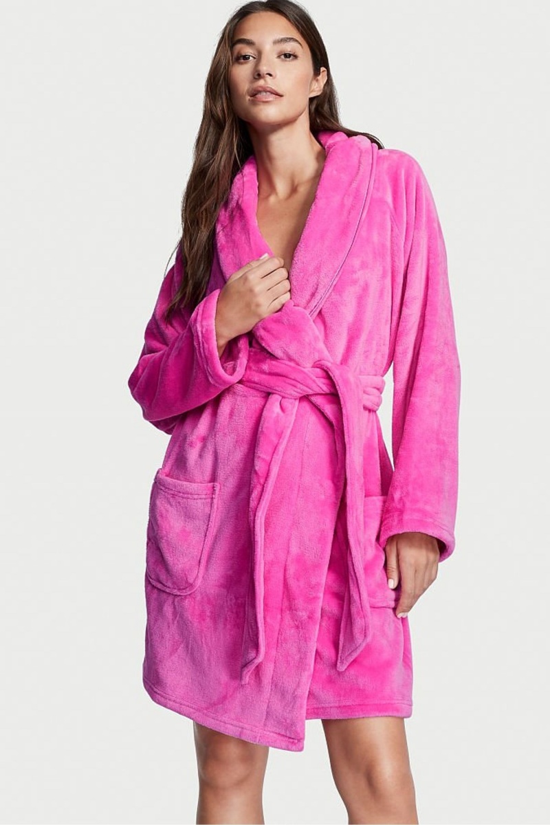 Black Cherries Victoria\'s Secret Cosy Short Dressing Gown | 9257KDYPG