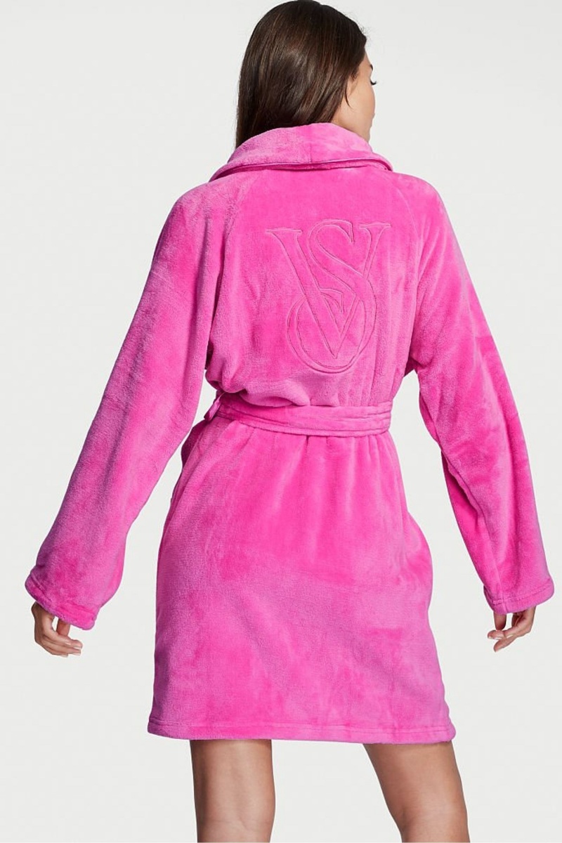 Black Cherries Victoria's Secret Cosy Short Dressing Gown | 7385THDLY