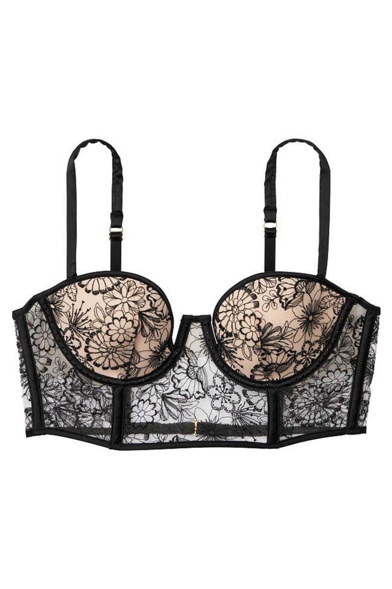 Black Embellished Victoria's Secret Very Sexy Modern Lingerie Balconette | 2681RIPZX