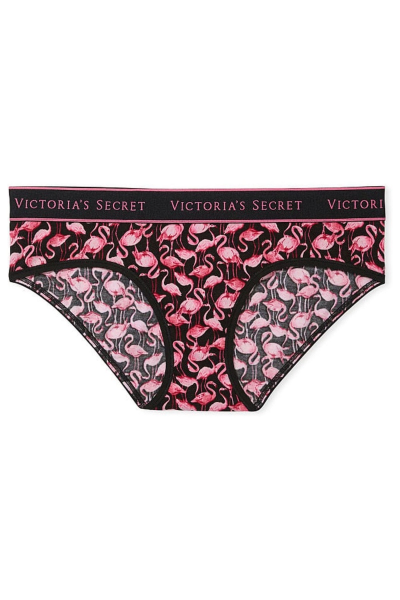 Black Flamingo Party Victoria's Secret Stretch Cotton Cotton Logo Hipster Knickers | 2683NDARZ