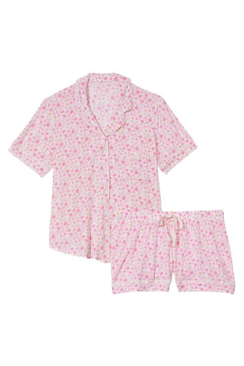 Black Floral Victoria's Secret Modal Pyjama Short Pyjamas Set | 9486THXDZ