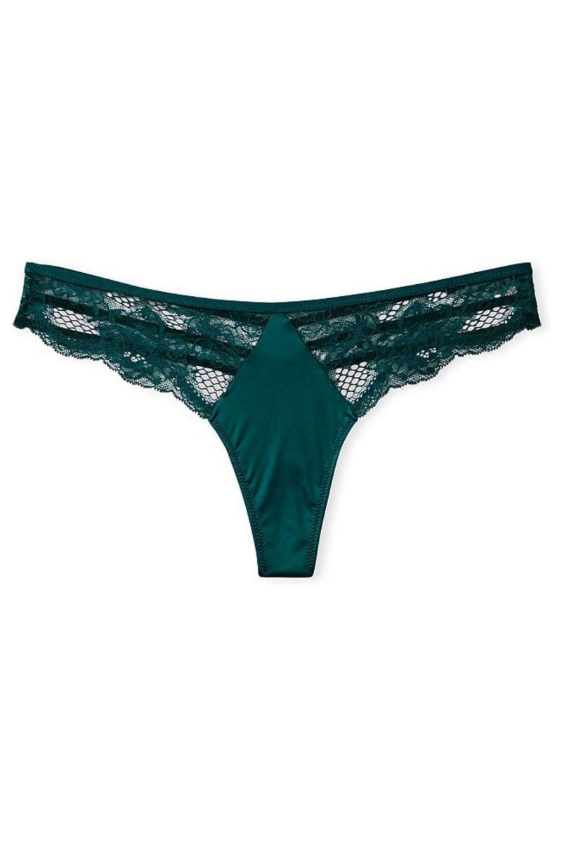 Black Ivy Green Victoria's Secret Very Sexy Lace Thong Knickers | 0284EMIRB