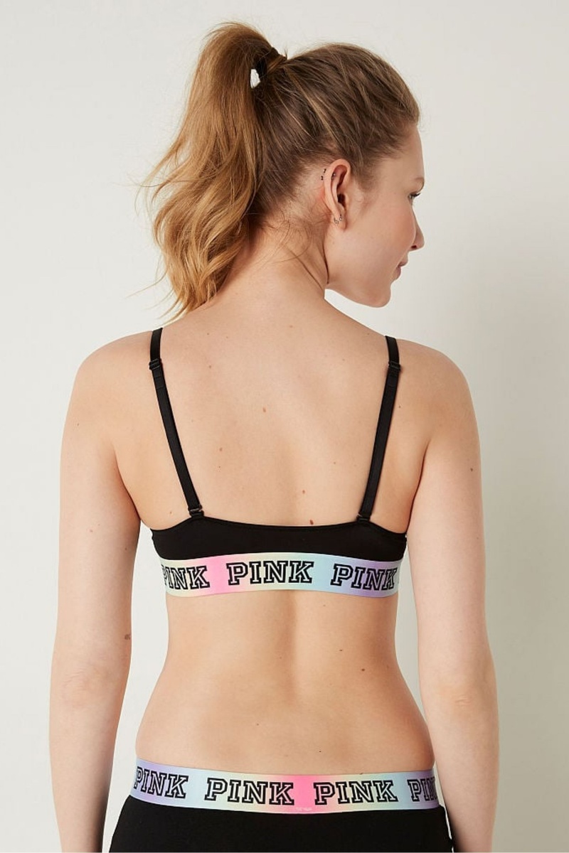 Black Logo Victoria's Secret Wear Everywhere Front Close Push Up Bra | 0793ZACNP