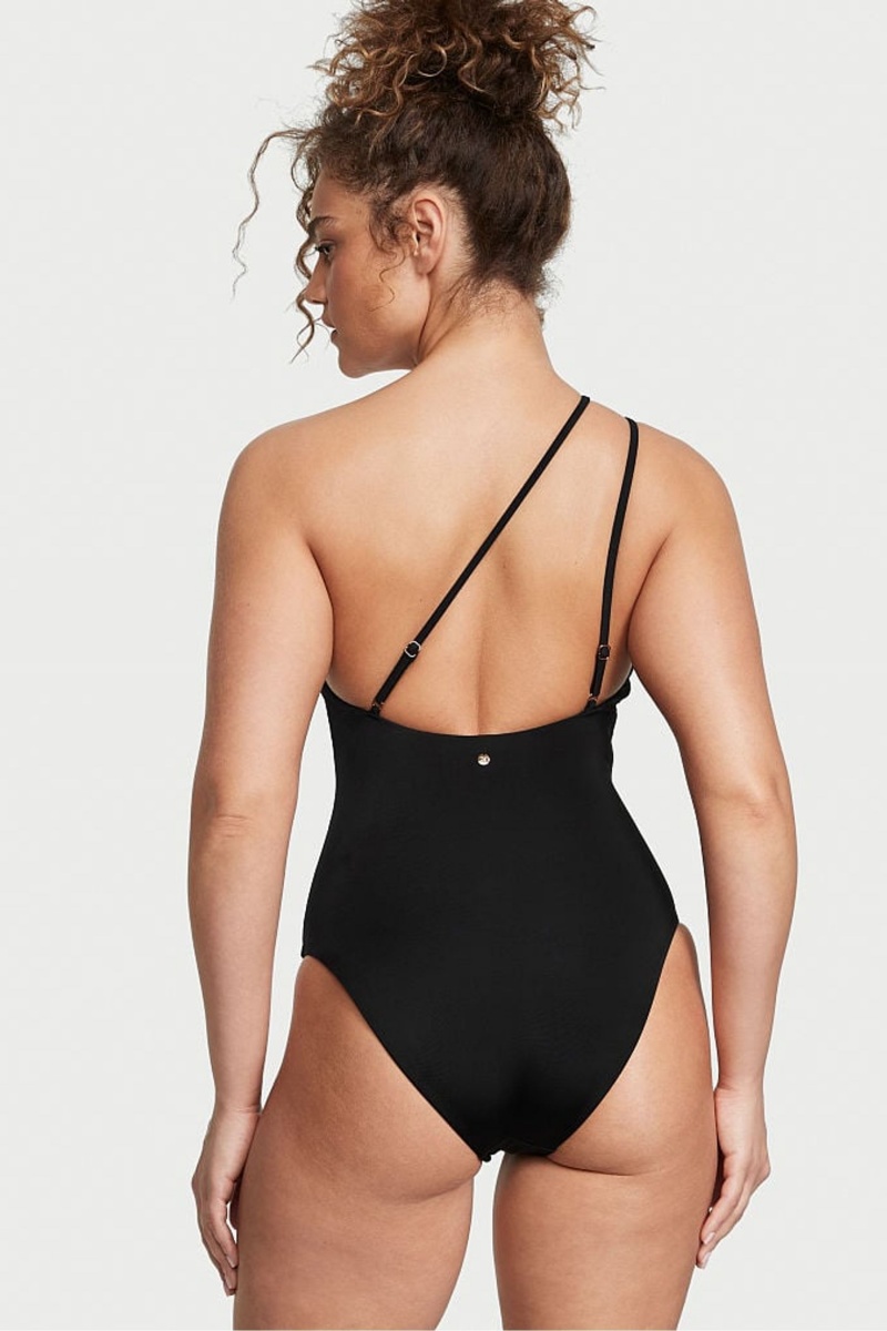 Black Nero Victoria's Secret Cut Out One Shoulder One Piece Swimsuit | 2510NUXSF