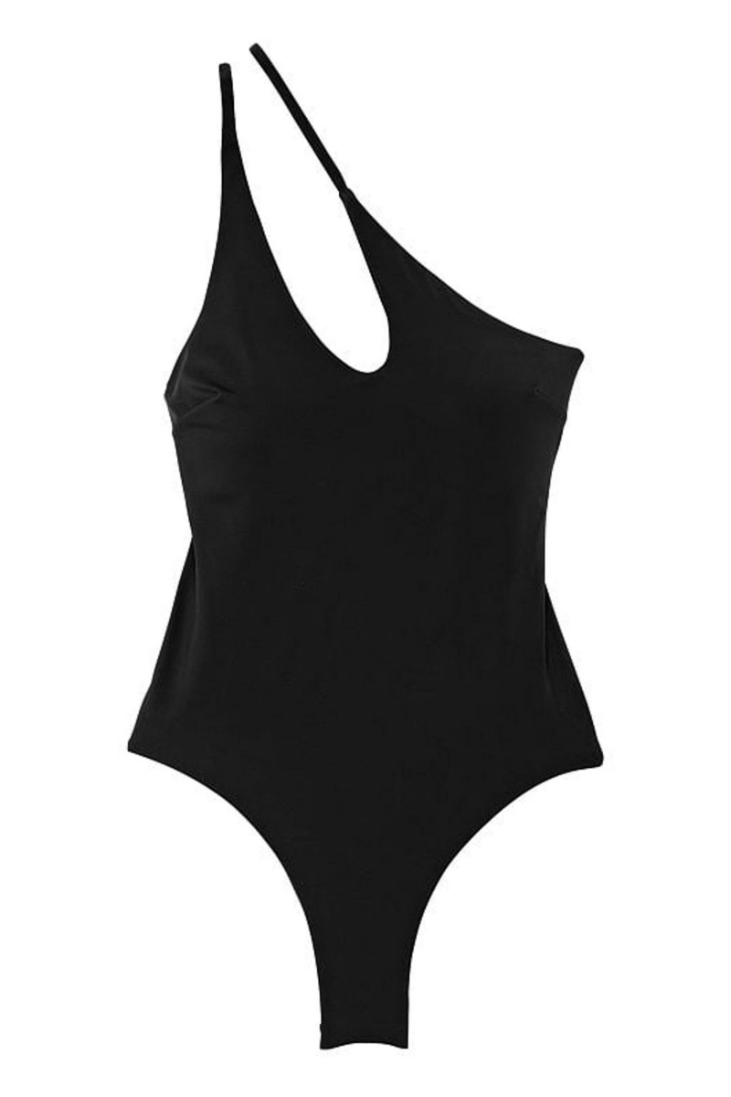 Black Nero Victoria's Secret Cut Out One Shoulder One Piece Swimsuit | 2510NUXSF