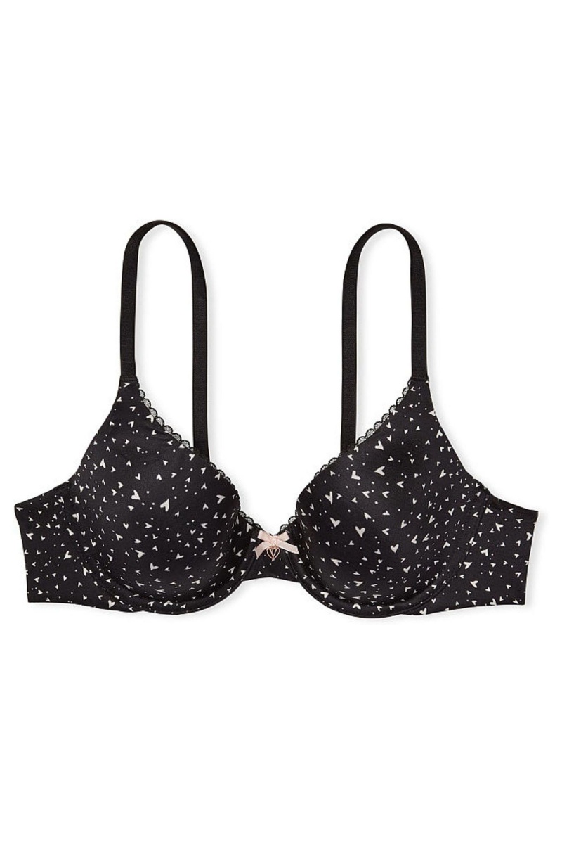 Black Swirling Heart Victoria's Secret Body by Victoria Smooth Lightly Lined Full Cup Bra | 3427RFSHU