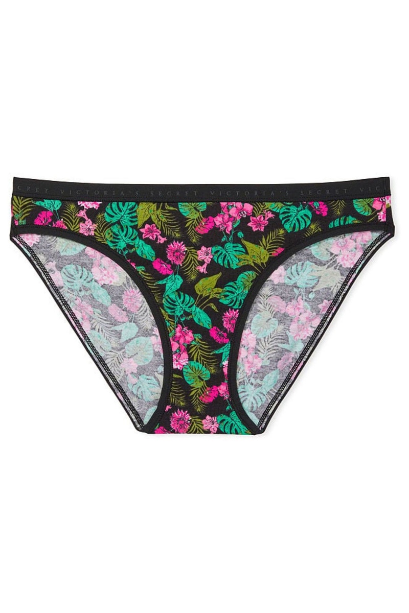 Black Tropical Oasis Victoria's Secret Stretch Cotton Cotton Bikini Knickers | 8564KPDTF