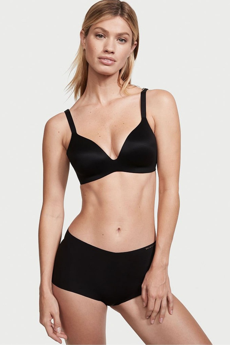 Black Victoria's Secret Bare Smooth Lightly Lined Plunge Non Wired Bra | 1497UIOLS