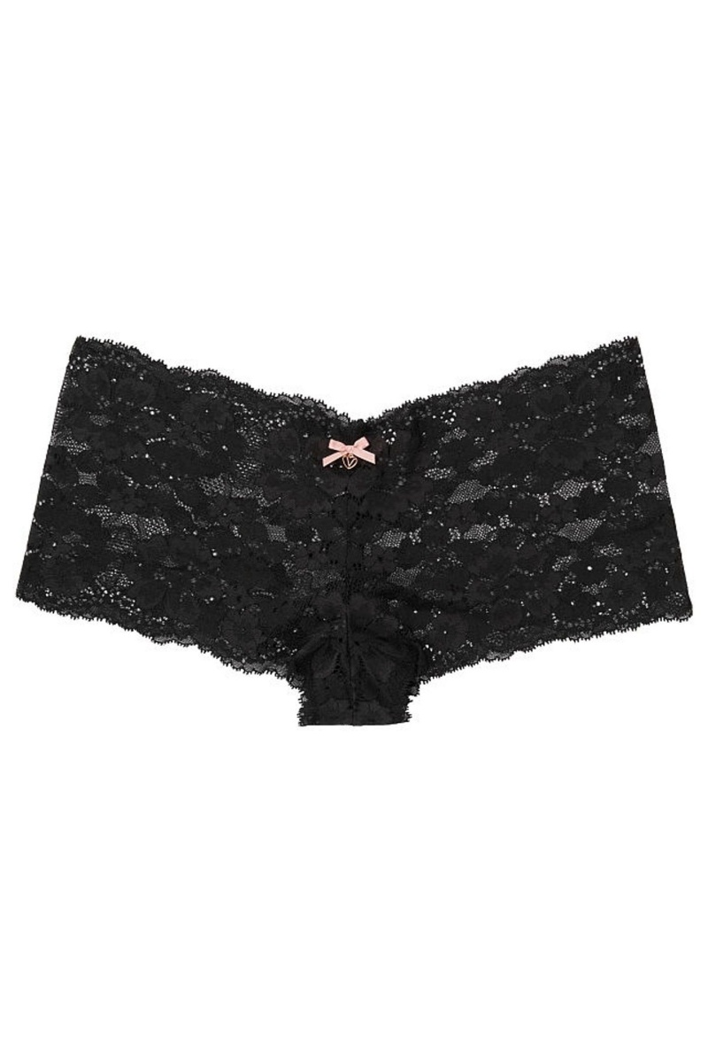 Black Victoria's Secret Body by Victoria Lace Short Knickers | 6514VJMXB