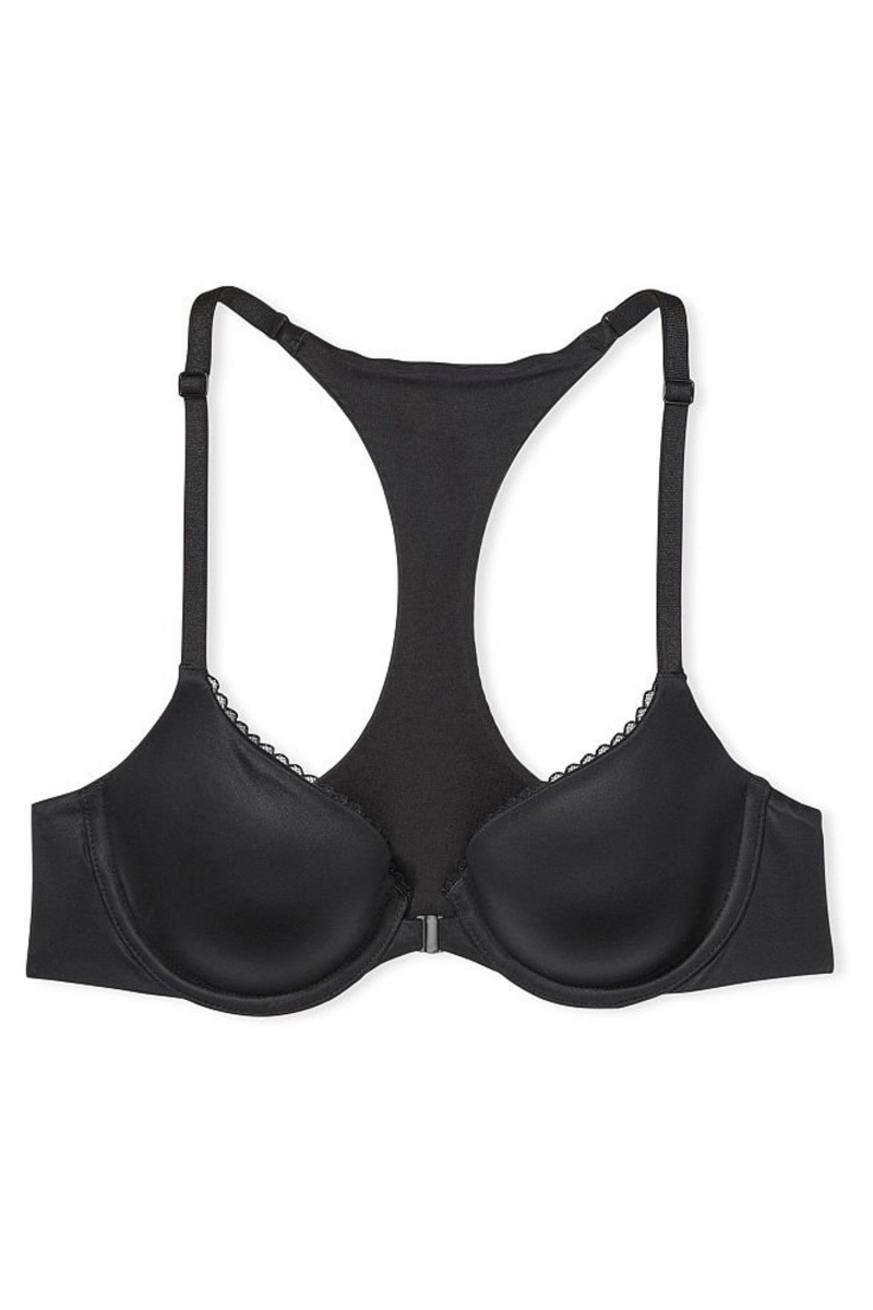 Black Victoria's Secret Body by Victoria Smooth Front Fastening Lightly Lined Demi Bra | 6394IBQYZ