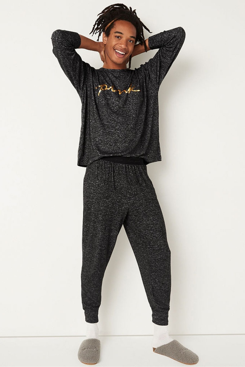 Black Victoria's Secret Cosy Pyjama Bottoms | 7614WKNGJ