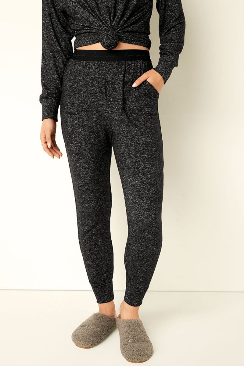 Black Victoria\'s Secret Cosy Pyjama Bottoms | 7614WKNGJ