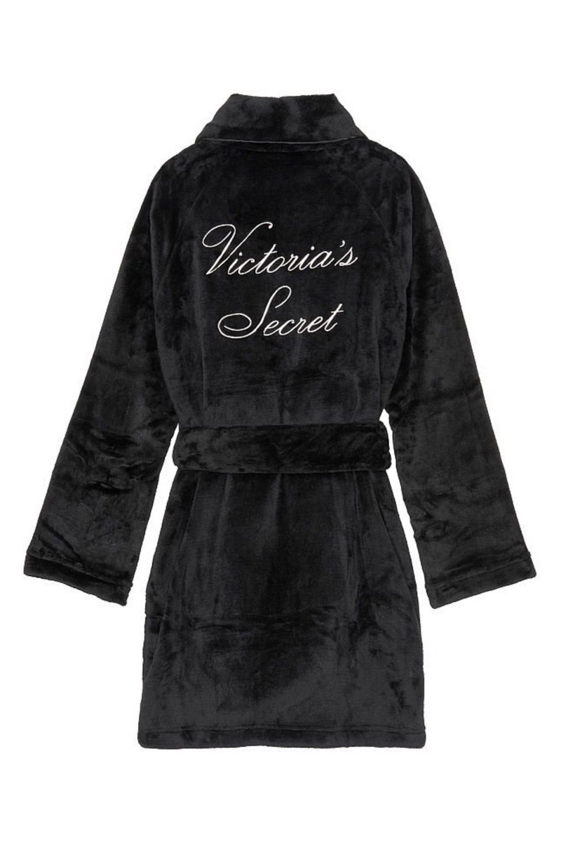 Black Victoria's Secret Cosy Short Robe | 6143YGUXE