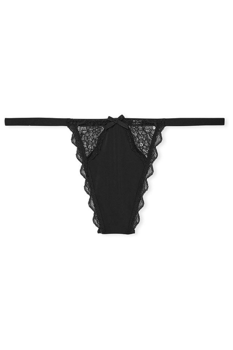 Black Victoria's Secret Dream Angels Lace Knickers | 7304DFPKU