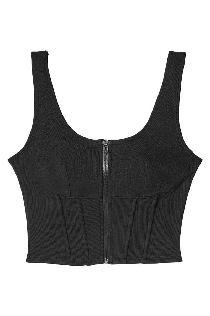 Black Victoria's Secret Fleece Tank Top | 0962UPNTZ