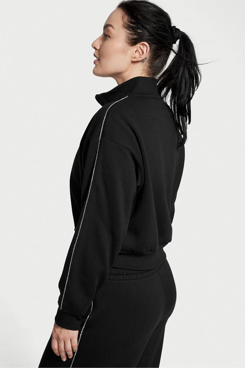 Black Victoria's Secret Half Zip High Neck Lounge Sweatshirt | 7340LFNYC