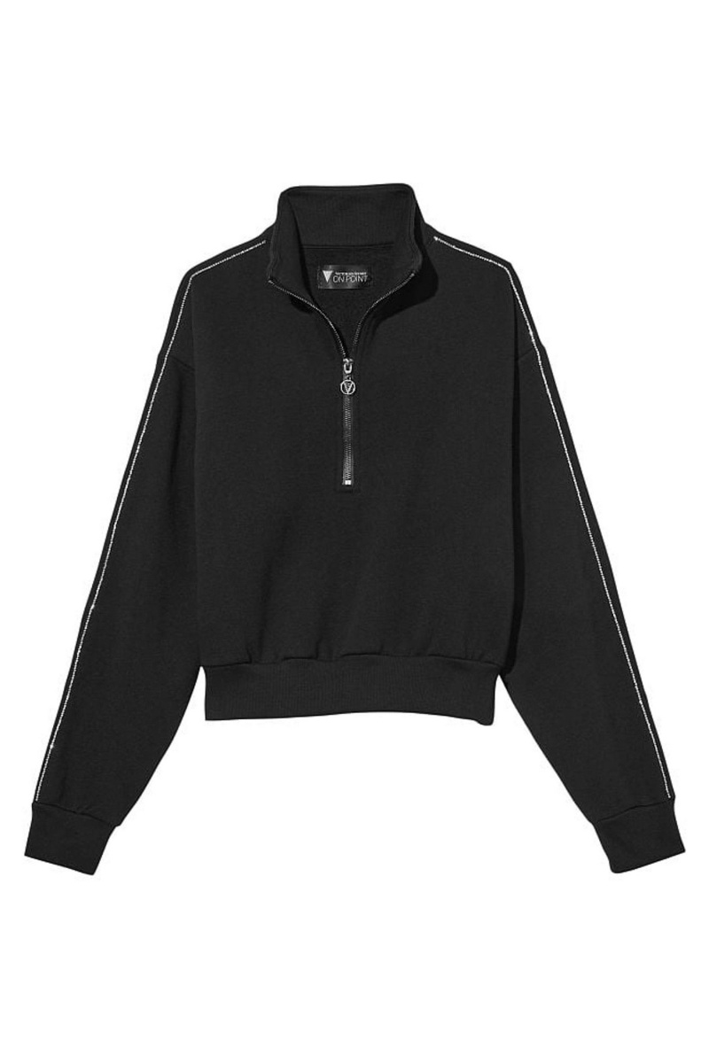 Black Victoria's Secret Half Zip High Neck Lounge Sweatshirt | 7340LFNYC