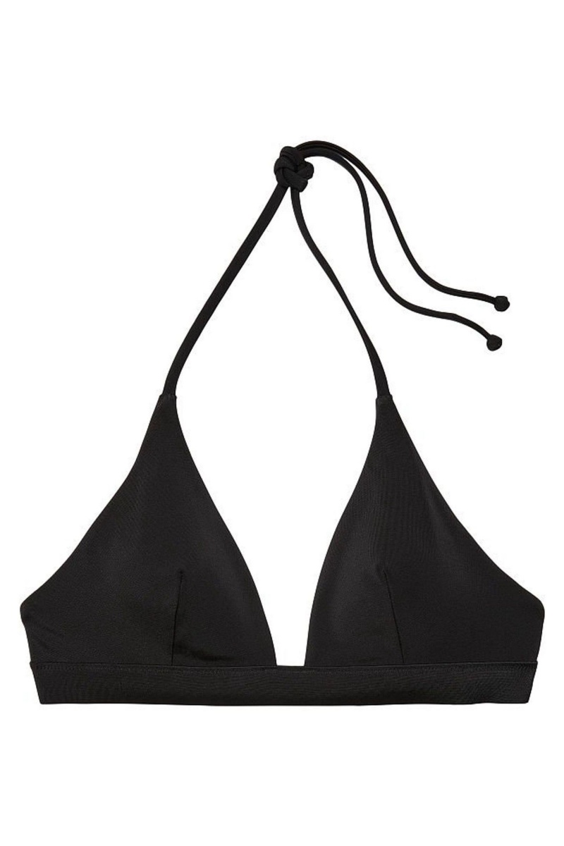 Black Victoria's Secret Halterneck Triangle Bikini Top | 7548FUBDN