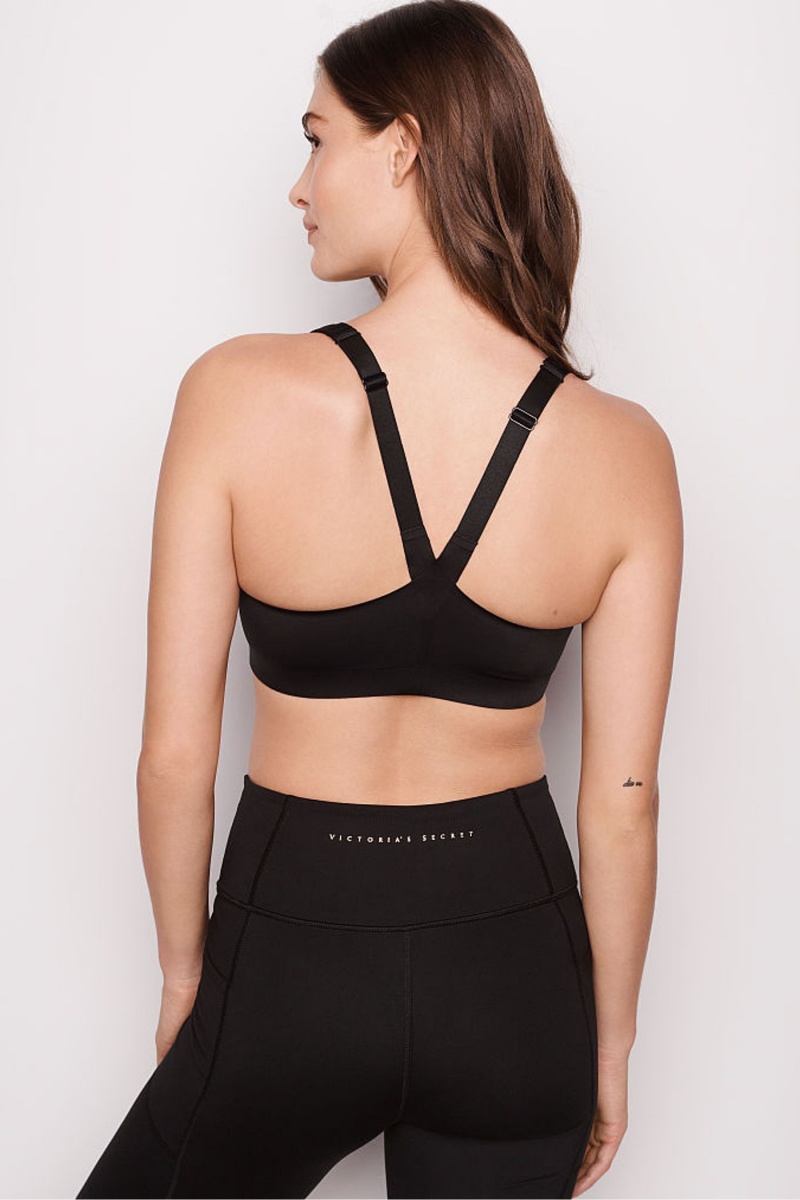 Black Victoria's Secret Knockout High Impact Racerback Zip Up Sports Bra | 8174TFHGJ