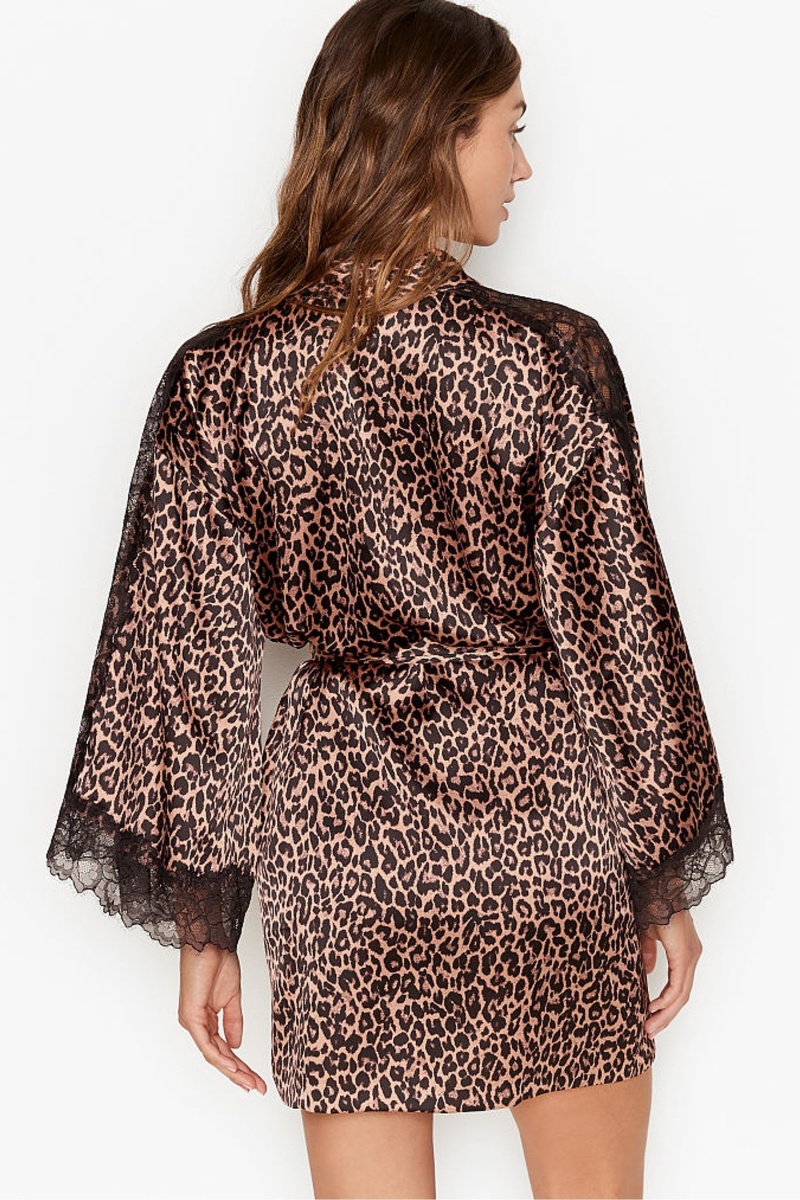 Black Victoria's Secret Lace Inset Kimono Robe | 9243FQSLA