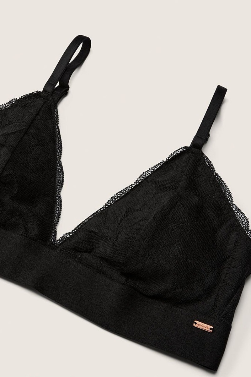 Black Victoria's Secret Lace Unlined Triangle Bralette | 5917XVAYR