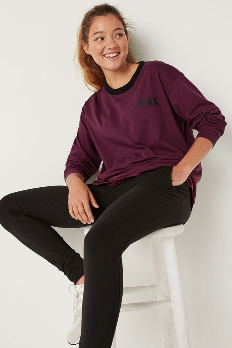 Black Victoria's Secret Long Sleeve T-Shirt | 2381YCKHF