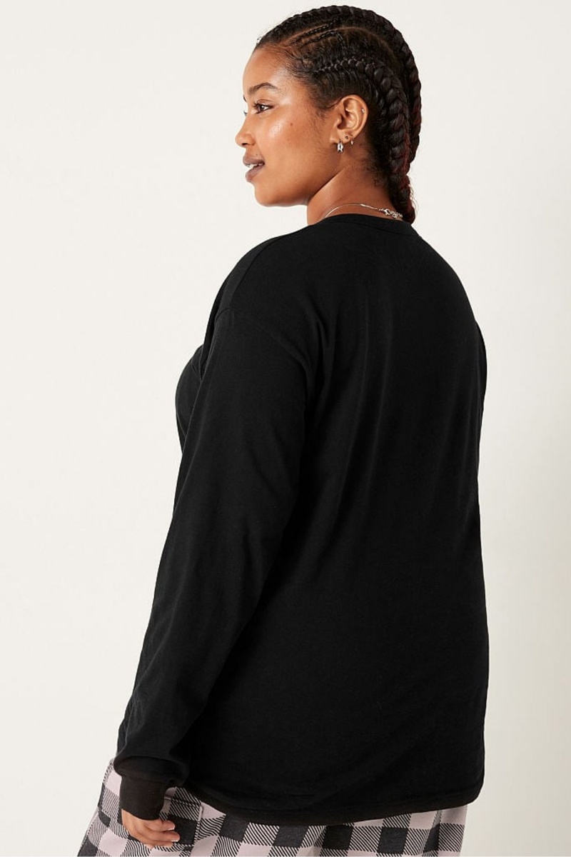 Black Victoria's Secret Long Sleeve T-Shirt | 5740SRYFK