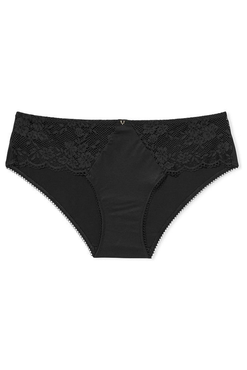 Black Victoria's Secret Love Cloud Lace Trim Hipster Knickers | 7421XMZUV