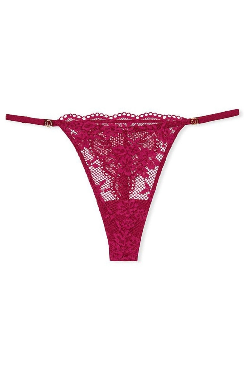 Black Victoria's Secret Love Cloud Lace Thong Knickers | 0543KNABP