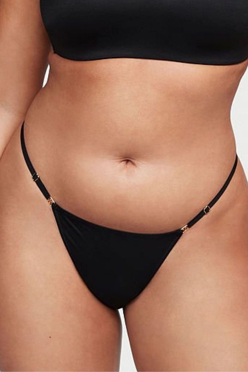 Black Victoria\'s Secret Love Cloud Smooth Thong Knickers | 3168YCIOZ