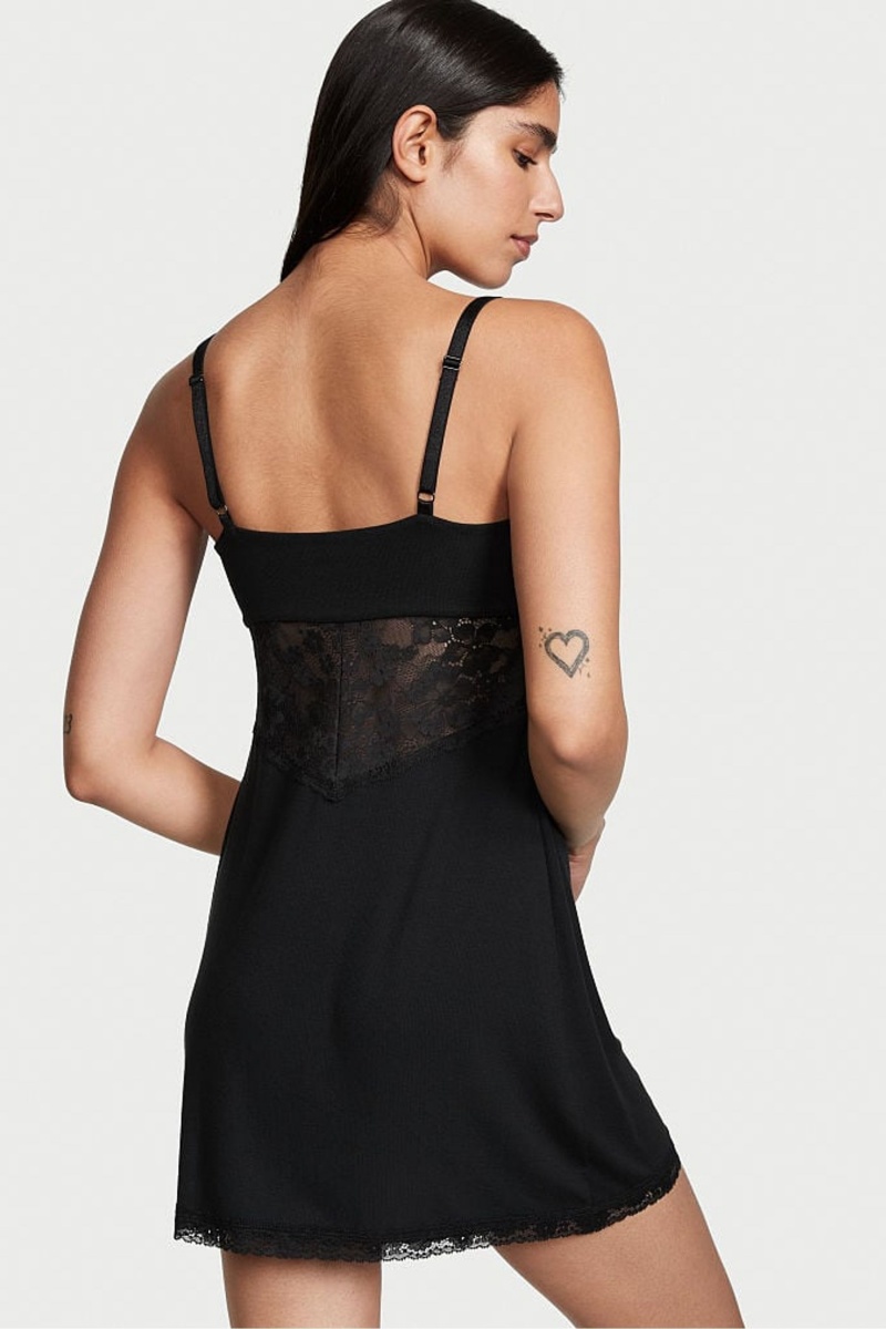 Black Victoria's Secret Modal Slip Dress | 5942RAWNB