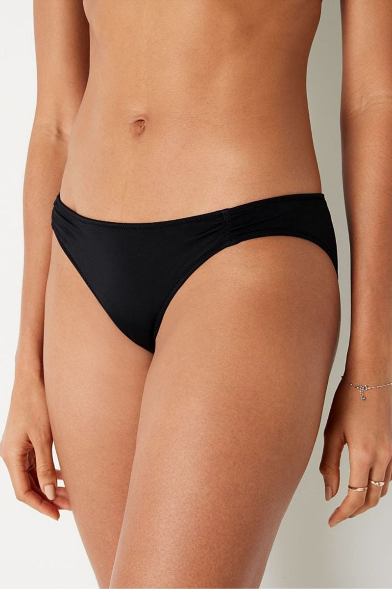 Black Victoria's Secret Ruched Front Bikini Bottoms | 1792KXALN