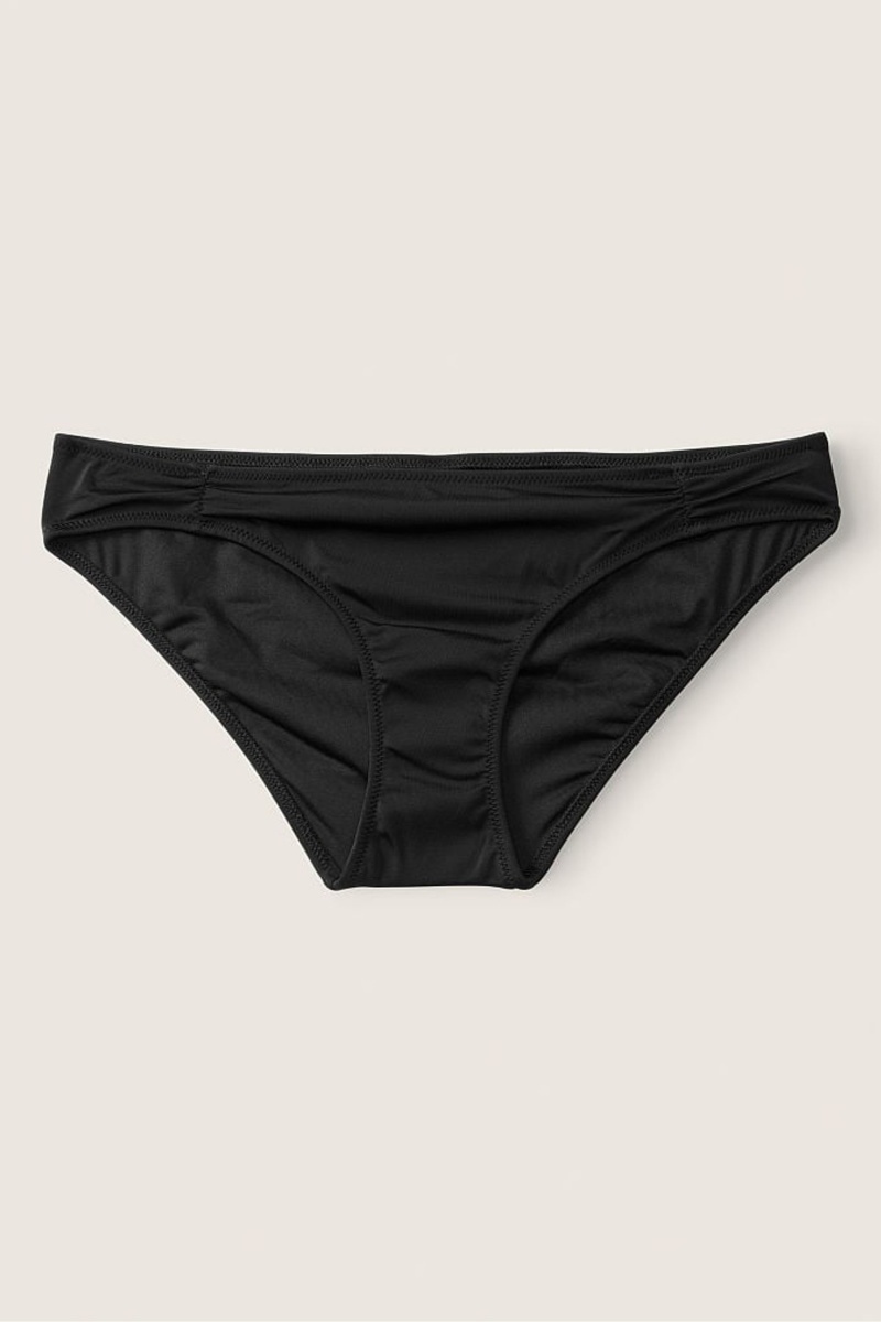 Black Victoria's Secret Ruched Front Bikini Bottoms | 1792KXALN