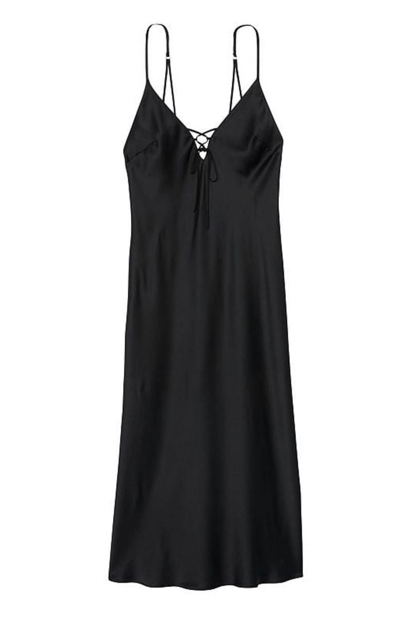 Black Victoria's Secret Satin Midi Slip | 3261VKDXC