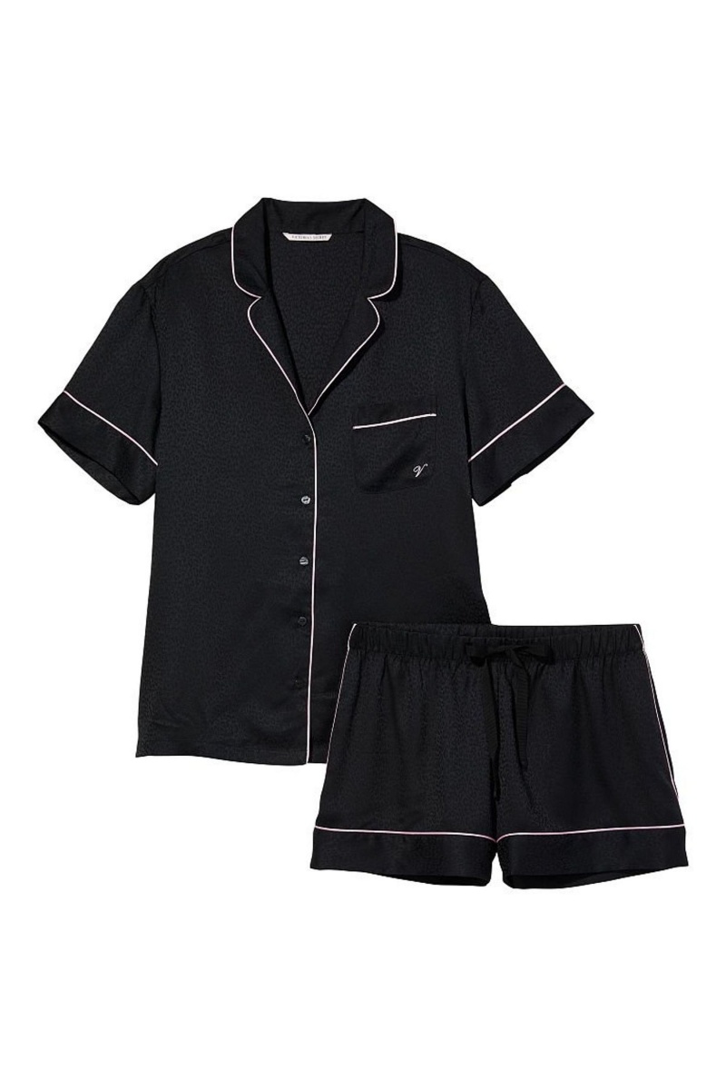 Black Victoria's Secret Satin Short Pyjamas | 3615LFQHE