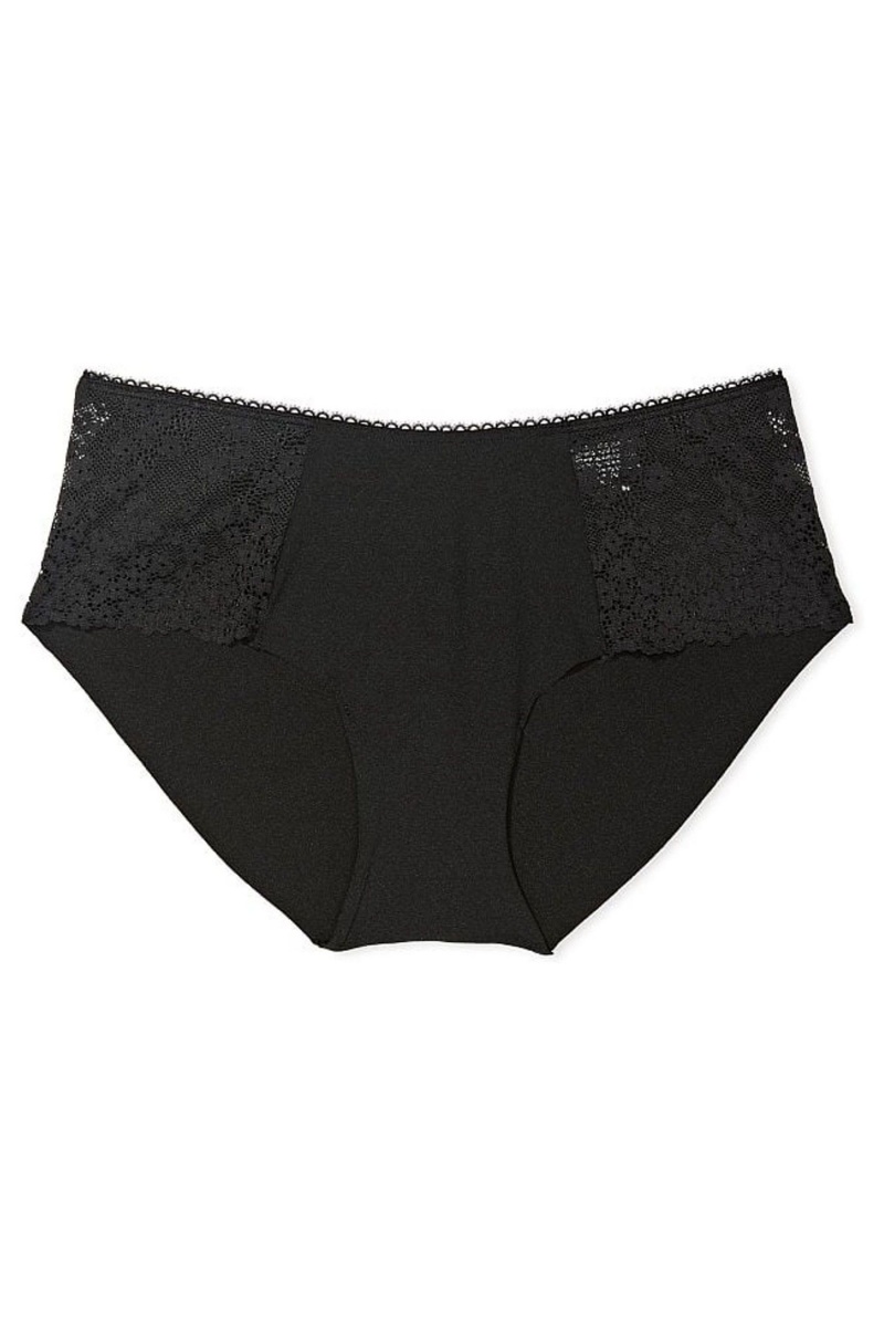 Black Victoria's Secret Sexy Illusions by Victorias Secret Lace No-Show Hipster Knickers | 6041BCQMZ