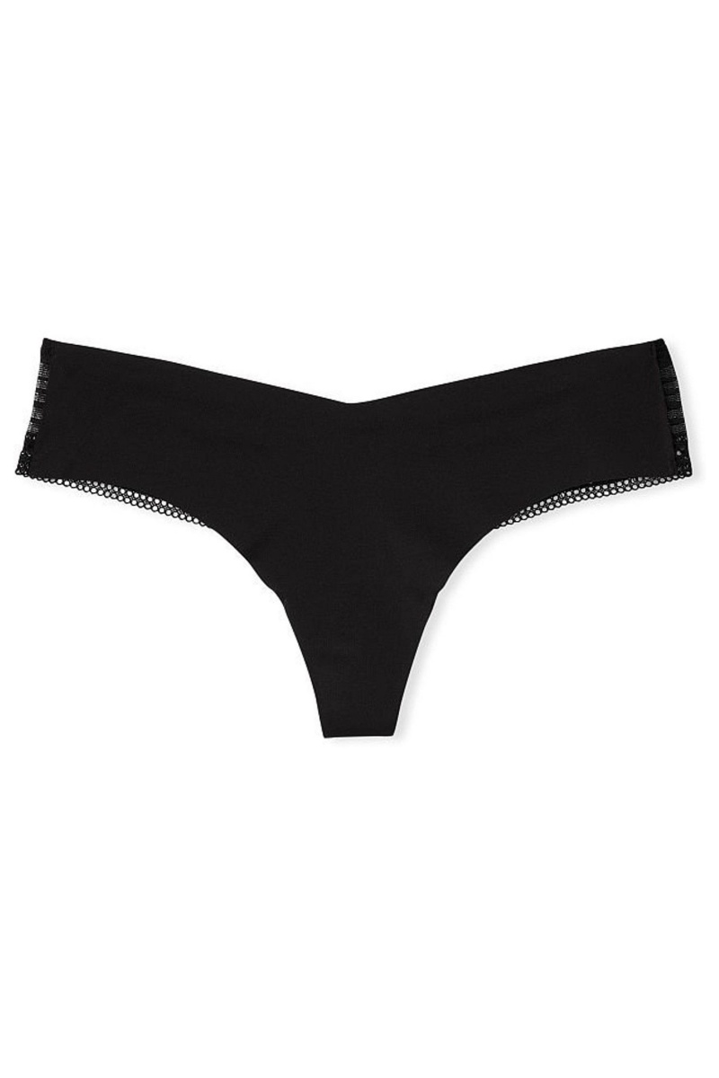 Black Victoria's Secret Sexy Illusions by Victorias Secret Lace No Show Thong Knickers | 4580UVTIL