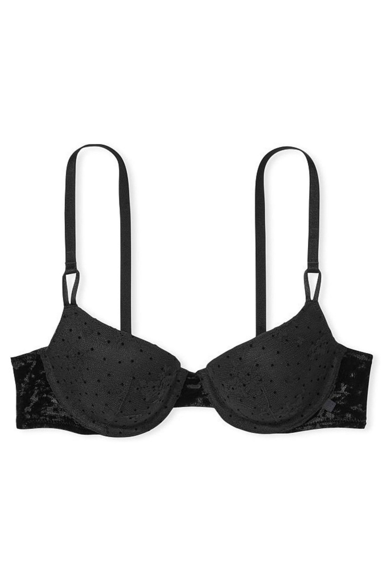 Black Victoria's Secret Sexy Tee Lace Lightly Lined T-Shirt Bra | 2178TGFKW