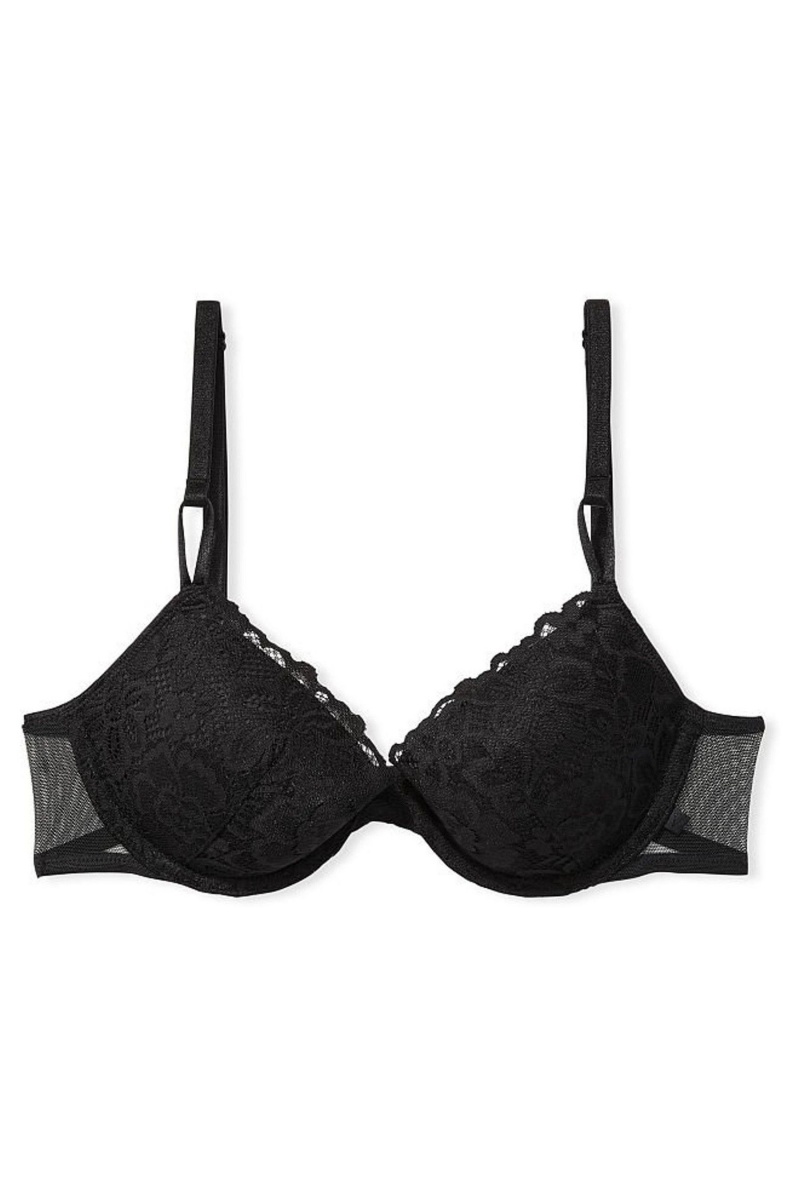 Black Victoria's Secret Sexy Tee Lace Lightly Lined T-Shirt Bra | 1360JPOZE