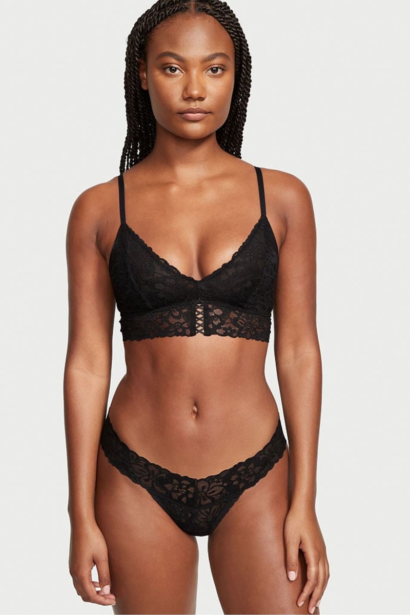 Black Victoria's Secret Sexy Tee Lace Unlined Bralette | 9850LWQUK