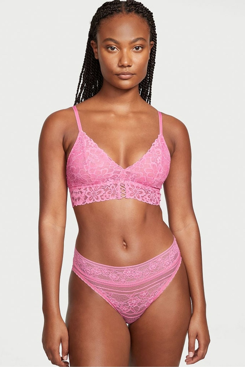 Black Victoria's Secret Sexy Tee Lace Unlined Bralette | 6420BMRSJ