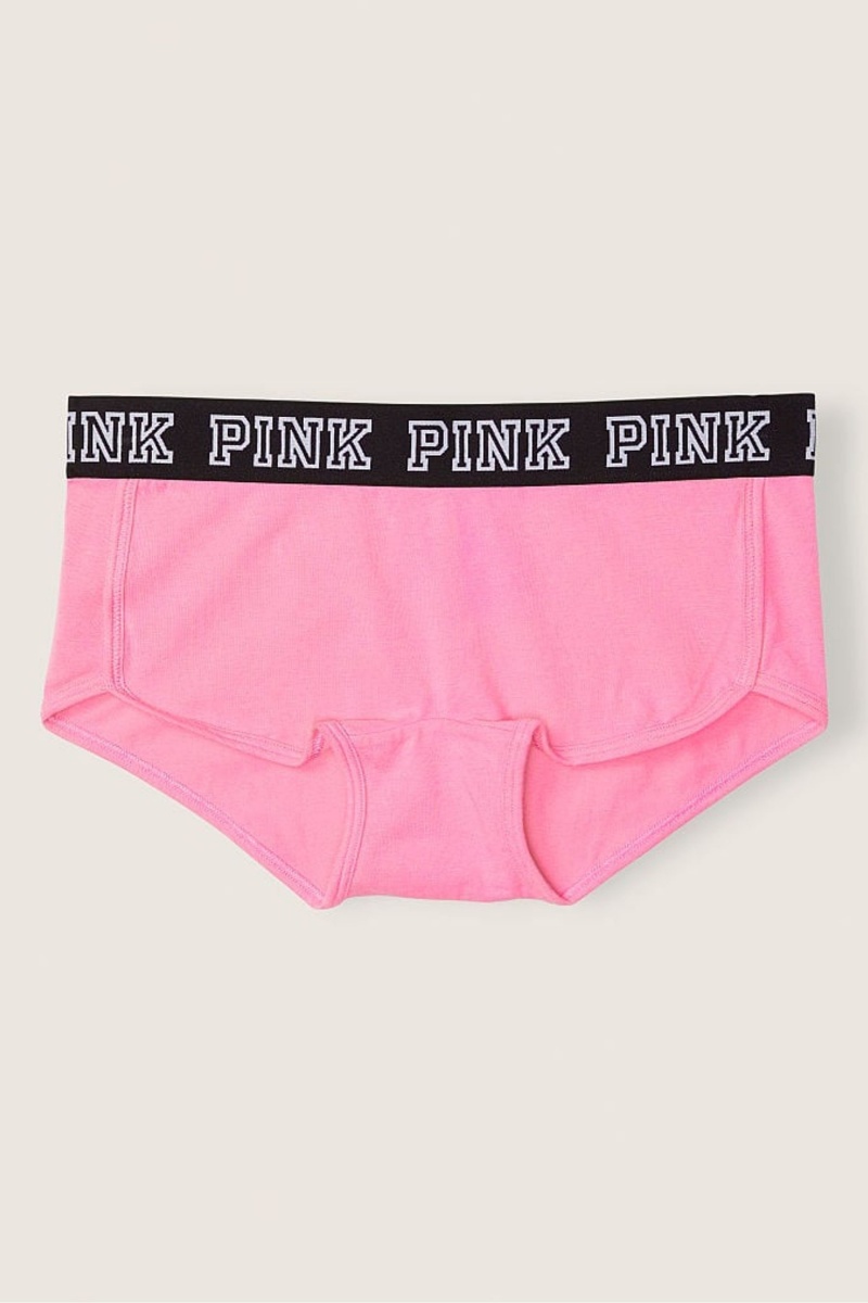 Black Victoria\'s Secret Stretch Cotton Cotton Logo Short Knickers | 4061ZRCPL